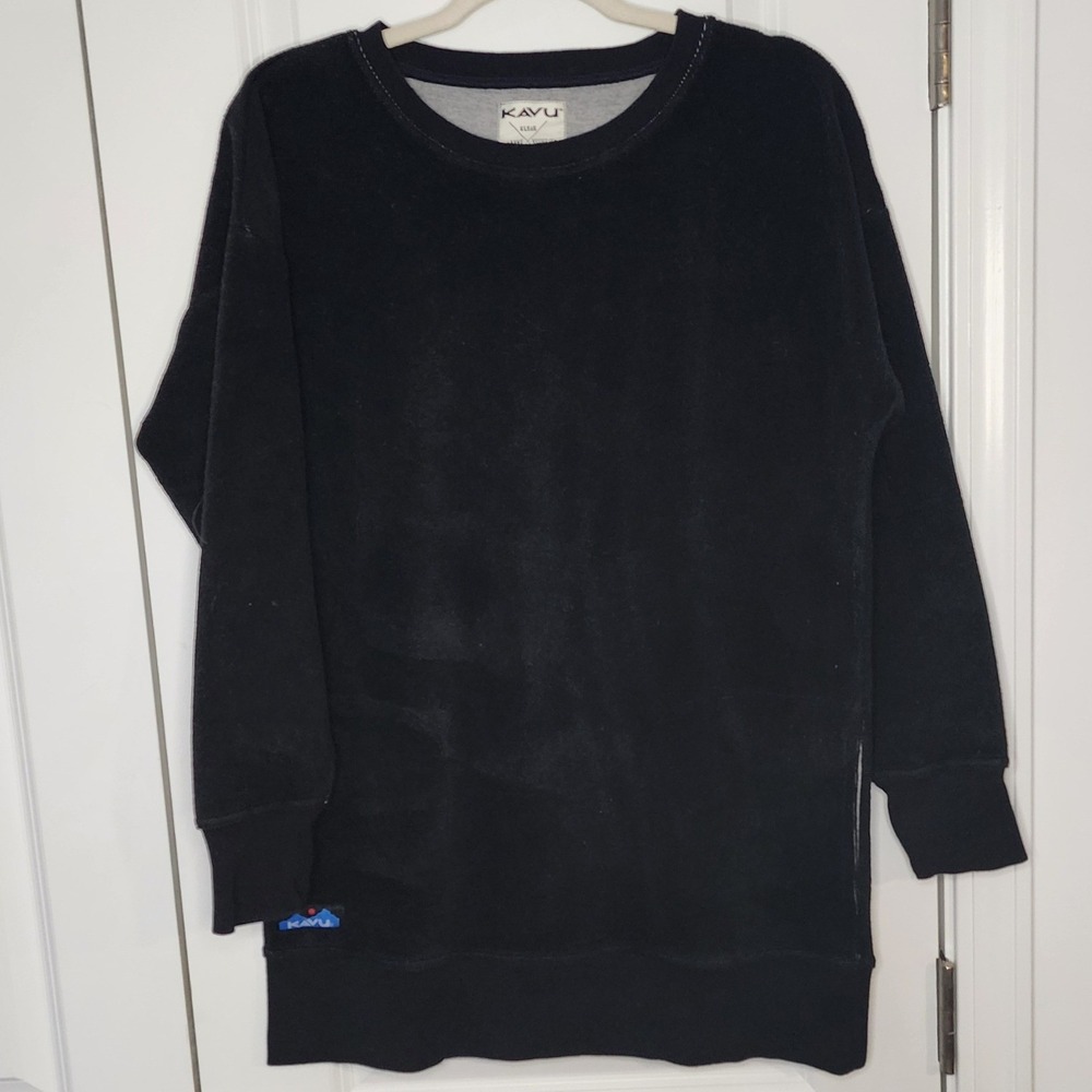 KAVU Black Long Sleeve Crewneck Sweatshirt Tunic Top Size M